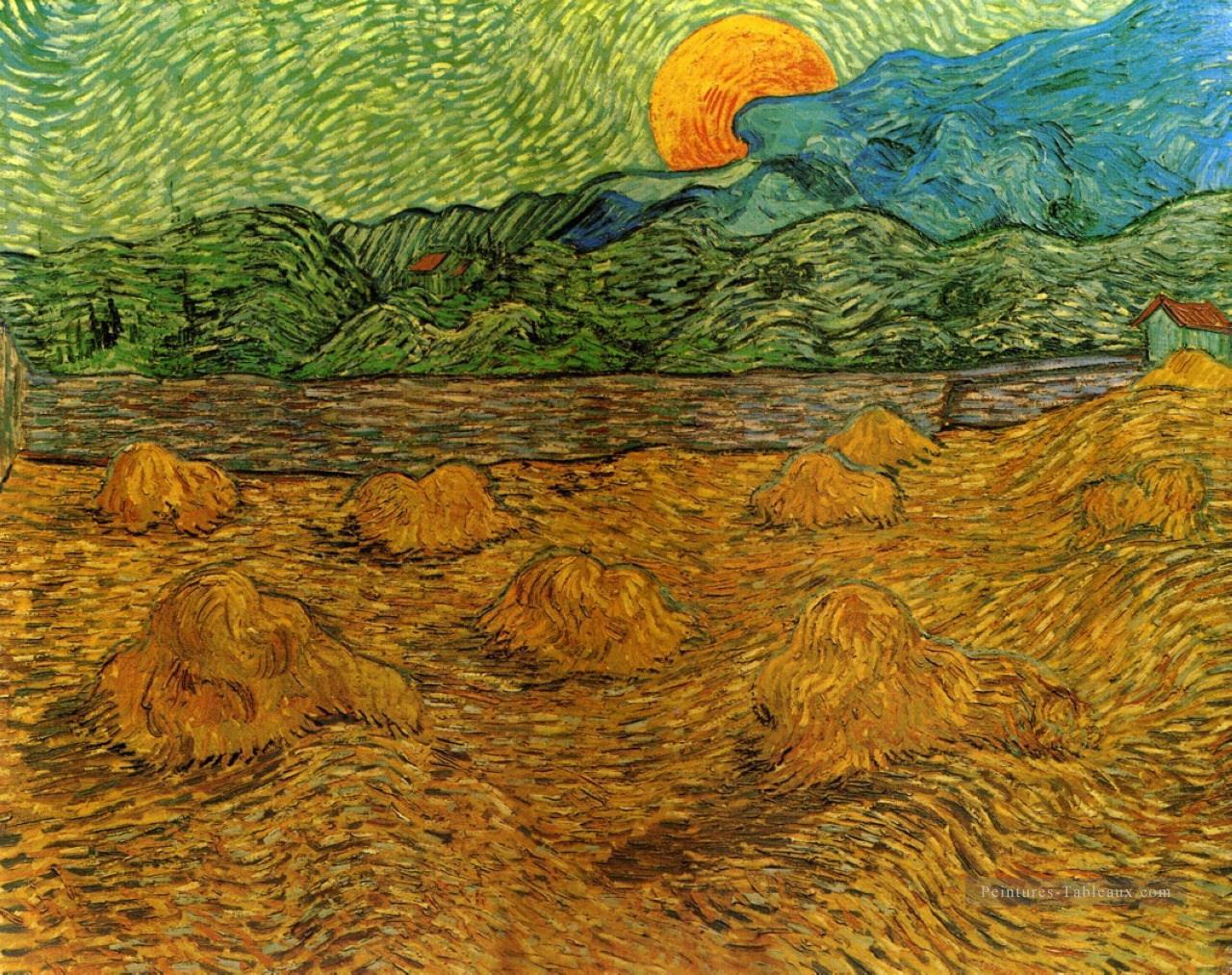 Paysage du soir avec la lune montante Vincent van Gogh Peintures à l'huile
